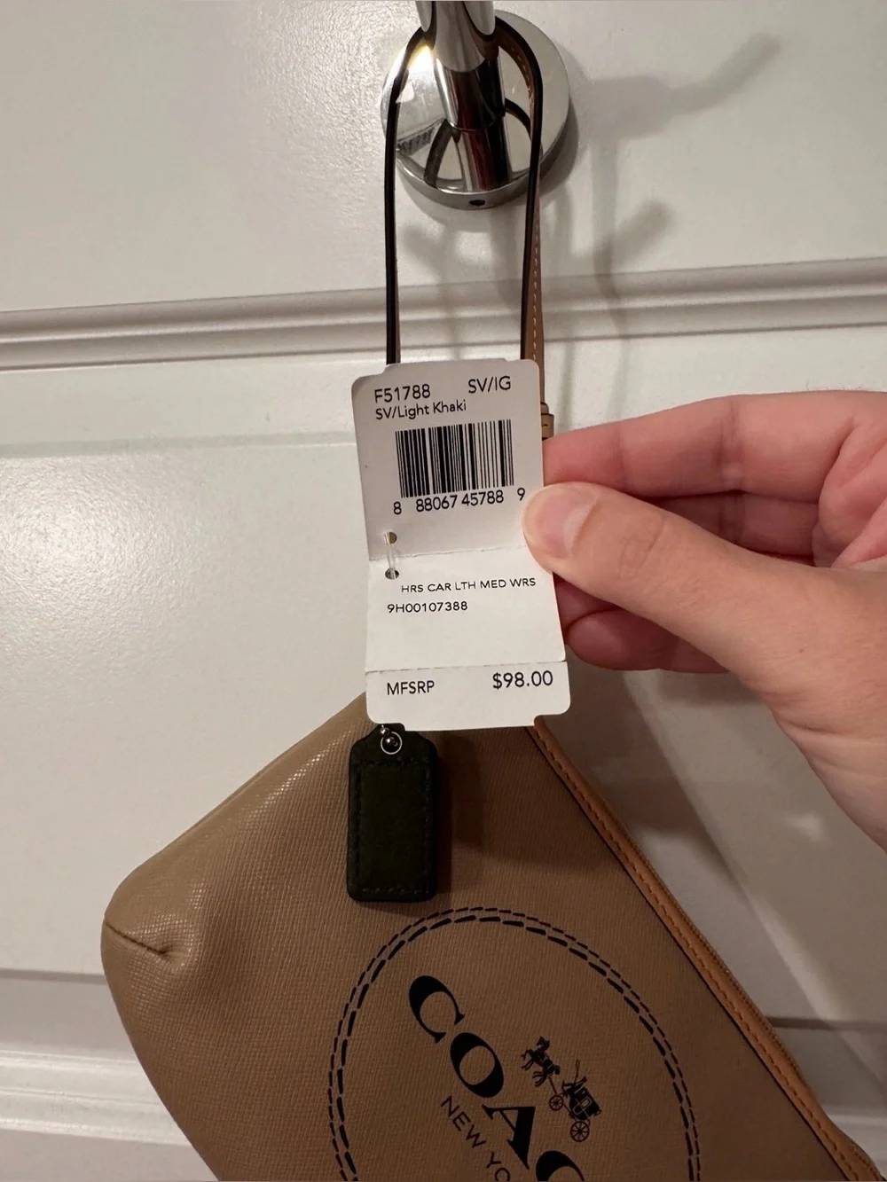 NWT Coach Horse and Carriage Wristlet Khaki